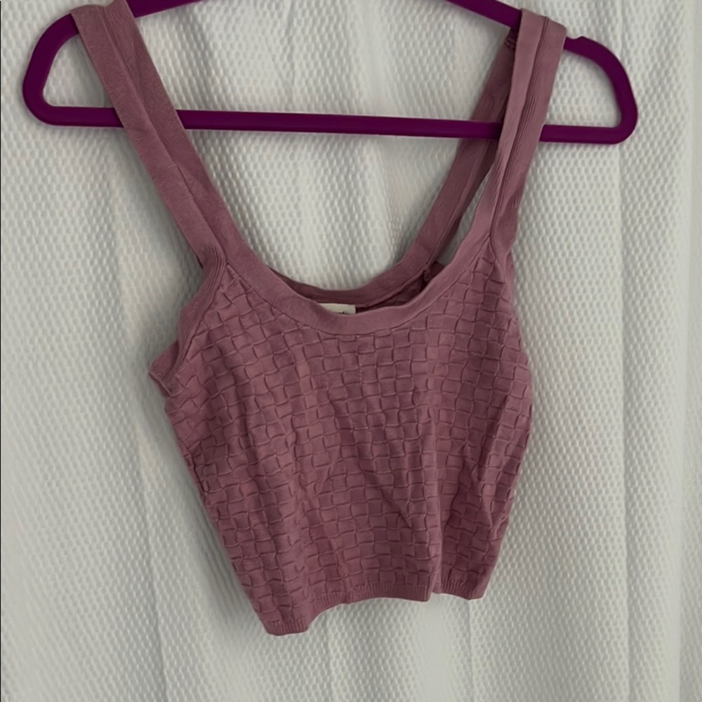 Y2K style light purple checkered textured Abercrombie crop top